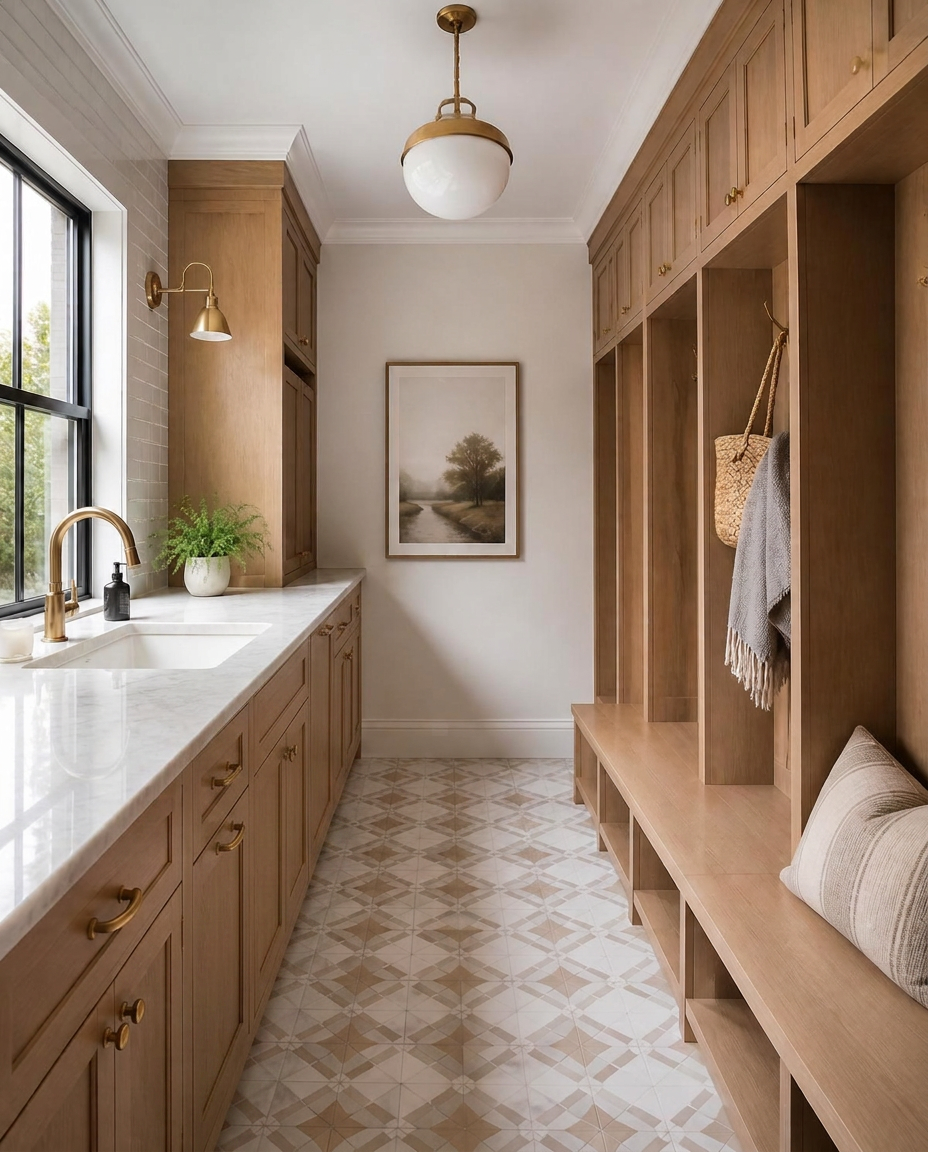 Family entry and mudroom paired with the kitchen re-plan