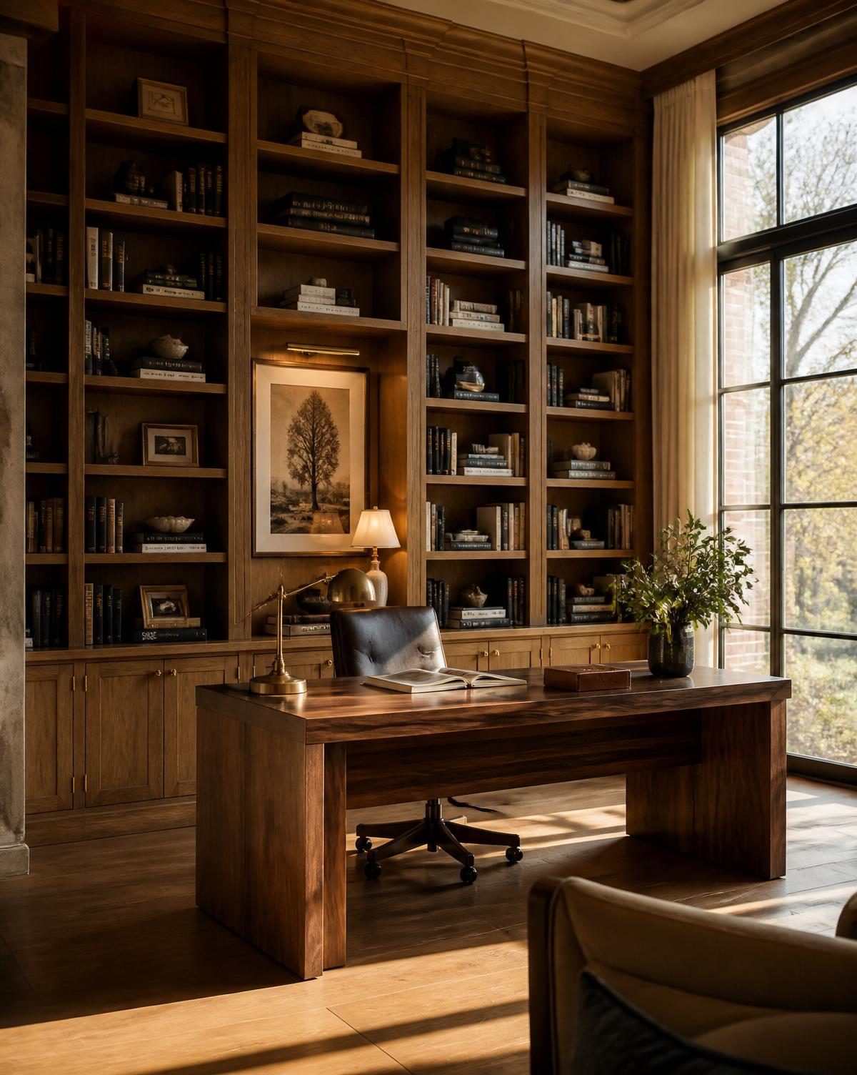 Restored library with original millwork profiles